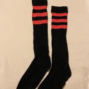 Hot Pink and Black Knee High Socks